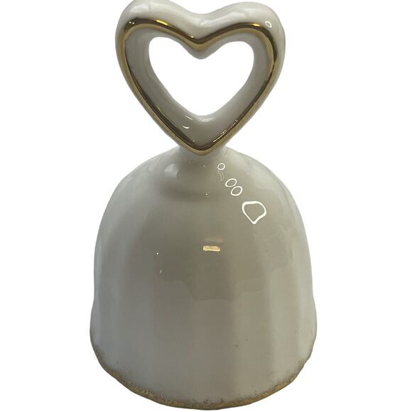 Heart Hand Bell Royal Albert Bone China England White Gold Edging Decor Elegant - Picture 3 of 7